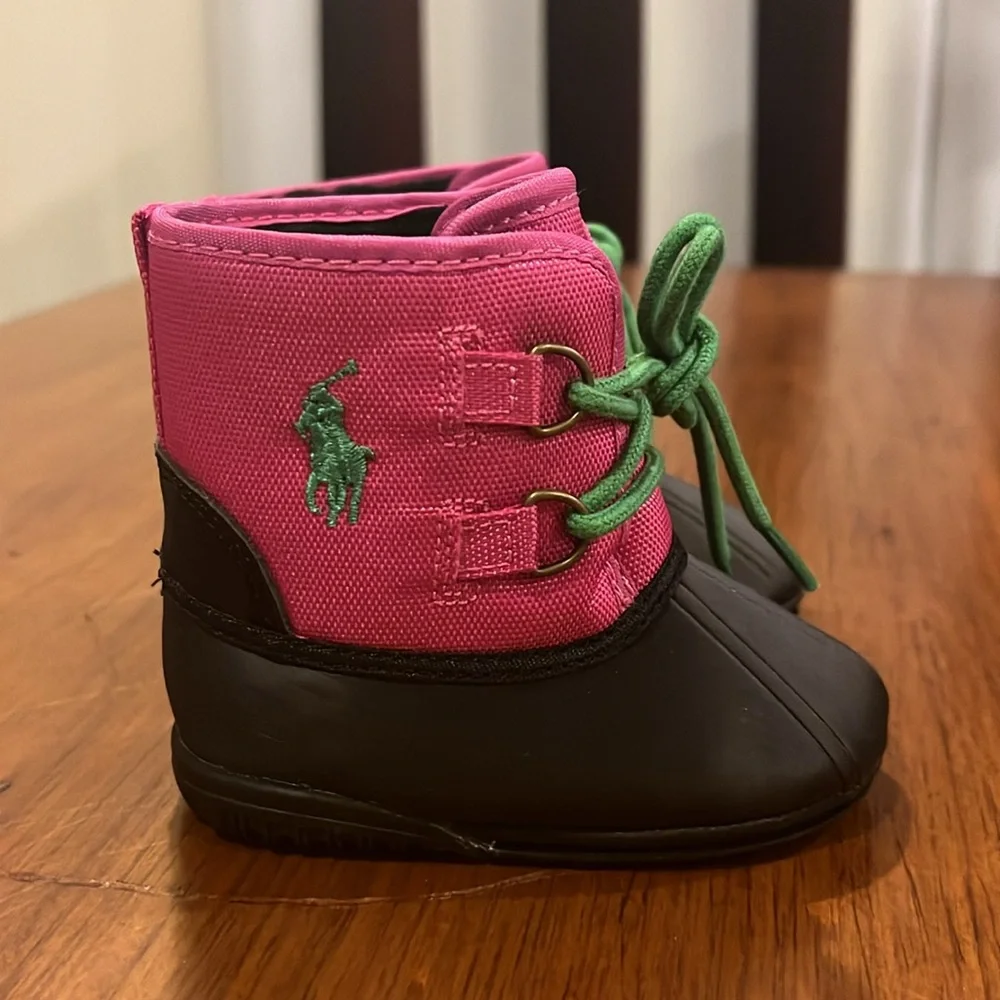 Polo Ralph Lauren Packer Baby Infant Crib Booties Shoes Boots Girls Size 2